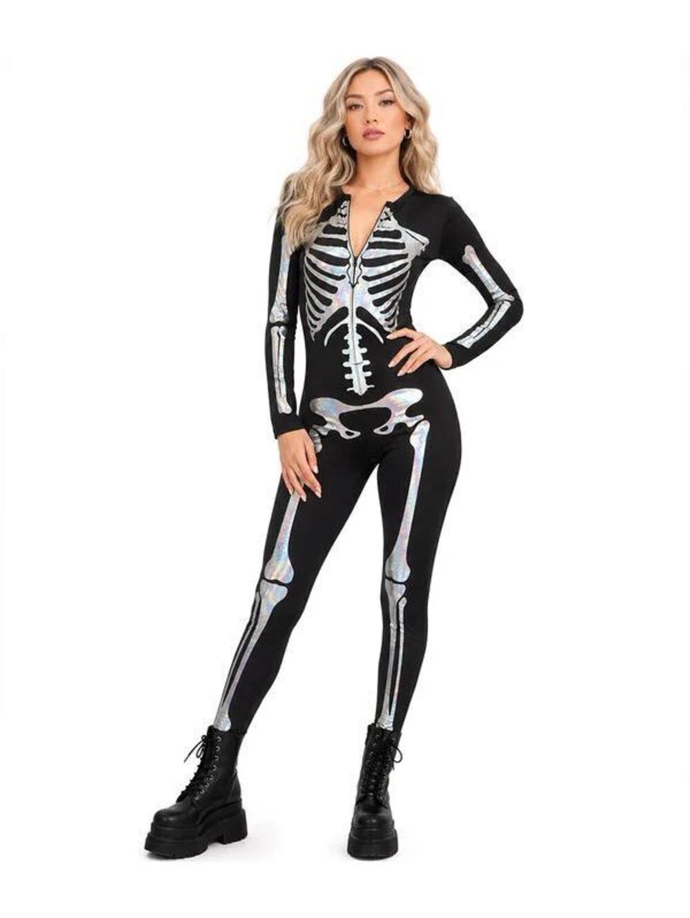 NWT Tipsy Elves Women's Shimmer Skeleton Bodysuit Costume Size XS